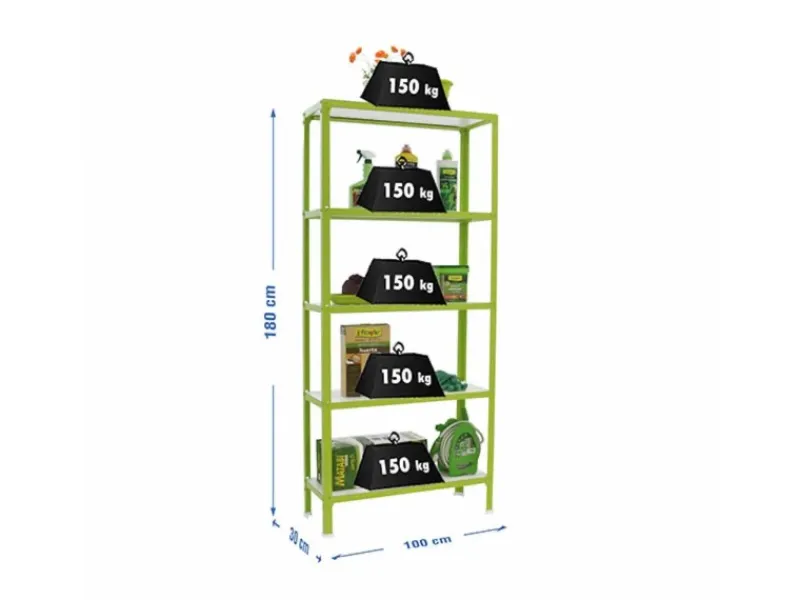 PROREGAL Küchenregale<Wohnregal Living Koala Wood mit 5 Fachböden HxBxT 180 x 100 x 30 cm Fachlast 150 kg Grün/Weiß
