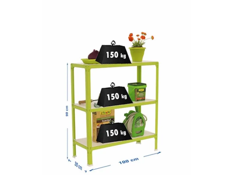 PROREGAL Wohnregal Living Koala Wood mit 3 Fachböden HxBxT 90 x 100 x 30 cm Fachlast 150 kg Grün/Weiß< Küchenregale
