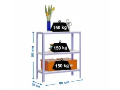 PROREGAL Wohnregal Living Koala Metal mit 3 Fachböden HxBxT 90 x 80 x 30 cm Fachlast 150 kg Lila/Weiß< Küchenregale