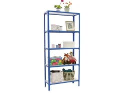 Sale PROREGAL Wohnregal Living Koala Wood mit 5 Fachböden HxBxT 180 x 100 x 30 cm Fachlast 150 kg Blau/Weiß