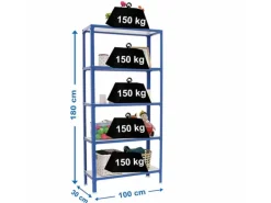 Sale PROREGAL Wohnregal Living Koala Wood mit 5 Fachböden HxBxT 180 x 100 x 30 cm Fachlast 150 kg Blau/Weiß