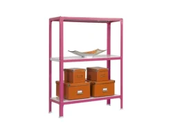PROREGAL Wohnregal Living Koala Metal mit 3 Fachböden HxBxT 90 x 80 x 30 cm Fachlast 150 kg Rosa/Weiß< Küchenregale
