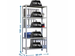 Sale PROREGAL Wohnregal Living Koala Metal mit 5 Fachböden HxBxT 180 x 80 x 30 cm Fachlast 150 kg Grau/Grau