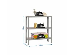 Outlet PROREGAL Wohnregal Living Koala Metal mit 3 Fachböden HxBxT 90 x 100 x 30 cm Fachlast 150 kg Grau/Grau