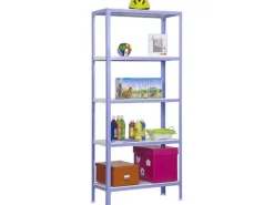 PROREGAL Wohnregal Living Koala Metal mit 5 Fachböden HxBxT 180 x 100 x 30 cm Fachlast 150 kg Lila/Weiß< Küchenregale