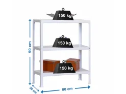 Online PROREGAL Wohnregal Living Koala Metal mit 3 Fachböden HxBxT 90 x 80 x 30 cm Fachlast 150 kg Weiß/Weiß