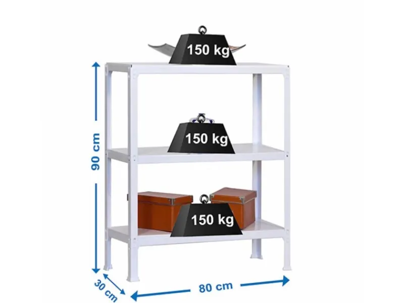 Online PROREGAL Wohnregal Living Koala Metal mit 3 Fachböden HxBxT 90 x 80 x 30 cm Fachlast 150 kg Weiß/Weiß