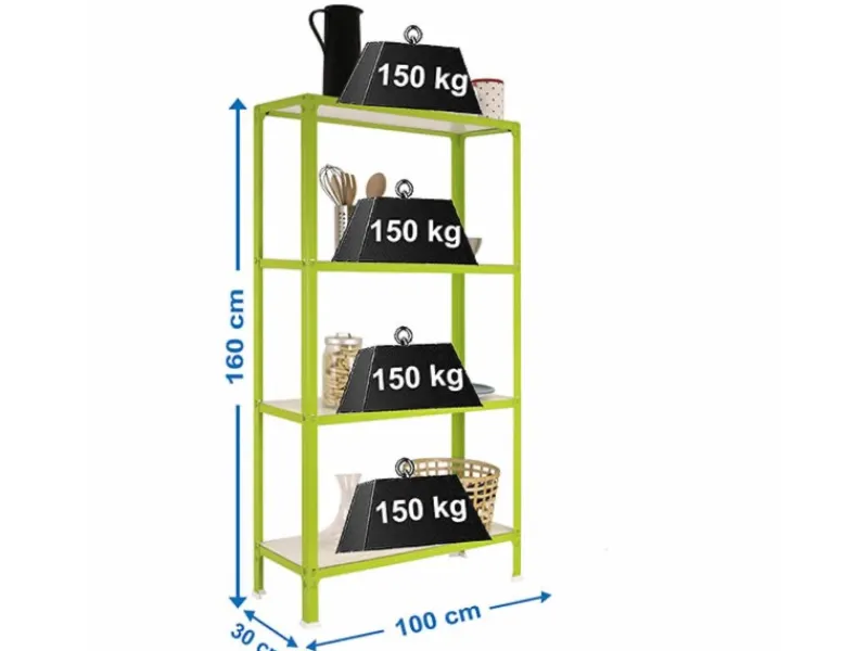 PROREGAL Wohnregal Living Koala Wood mit 4 Fachböden HxBxT 160 x 100 x 30 cm Fachlast 150 kg Grün/Weiß< Küchenregale