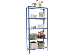 Outlet PROREGAL Wohnregal Living Koala Wood mit 5 Fachböden HxBxT 180 x 80 x 30 cm Fachlast 150 kg Blau/Weiß