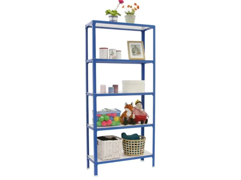 Outlet PROREGAL Wohnregal Living Koala Wood mit 5 Fachböden HxBxT 180 x 80 x 30 cm Fachlast 150 kg Blau/Weiß
