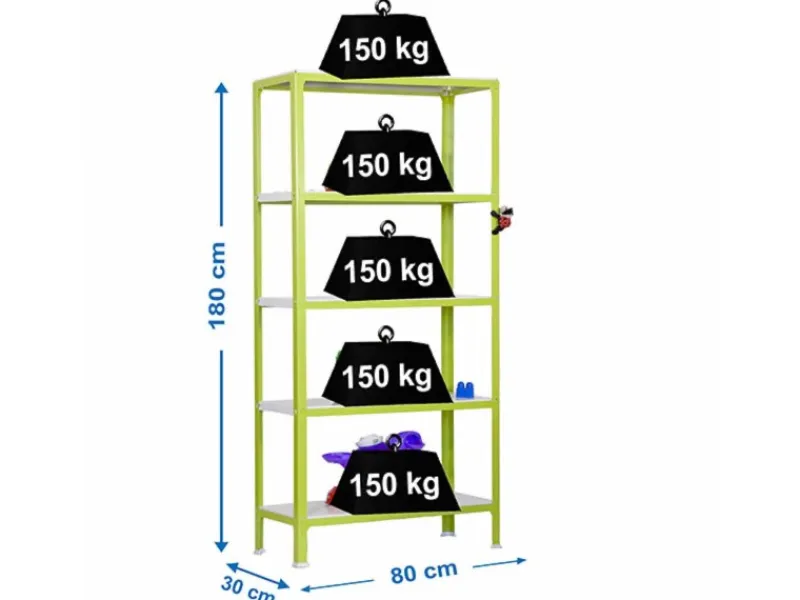 PROREGAL Küchenregale<Wohnregal Living Koala Metal mit 5 Fachböden HxBxT 180 x 80 x 30 cm Fachlast 150 kg Grün/Weiß