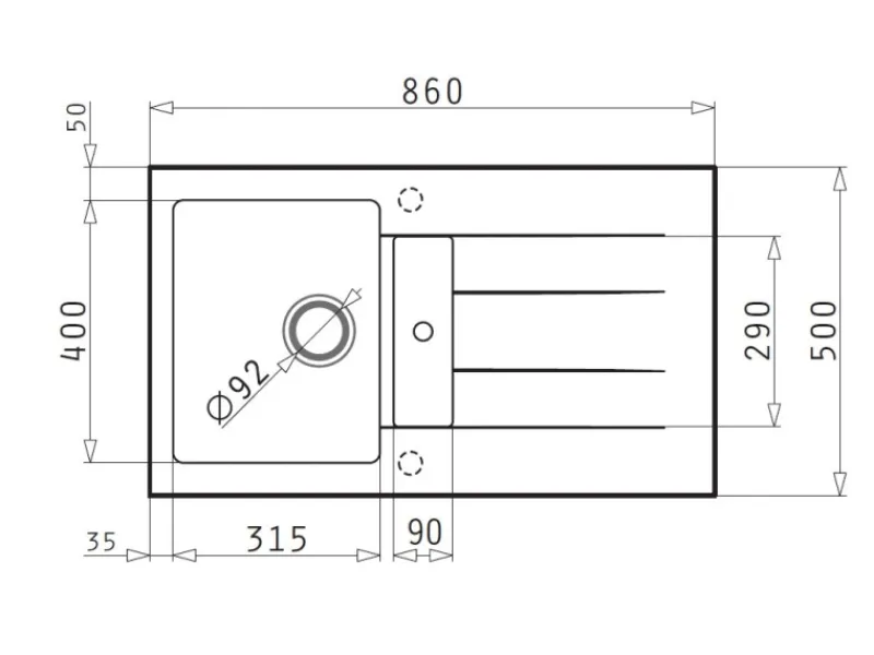 Pyramis Küchenspüle Athlos (86x50) 1 1/4B 1D, Pyra< Granitspülen|Zubehör Für Küchenarmatur