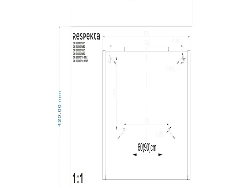 Respekta Dunstabzugshaube CH22010SBZ Glas 60 cm EEK: B< Kopffreihauben
