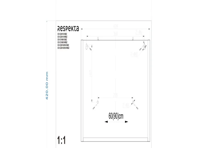 Outlet Respekta Dunstabzugshaube CH 21060 SBZ Schwarz EEK: B