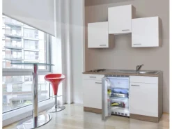 Respekta Economy Küchenzeile  150 cm Weiß-Eiche Sägerau Nachbildung< Pantryküchen|Miniküchen