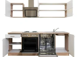 Respekta Economy Küchenzeile KB220ESWS 220 cm -Eiche Sägerau Weiß