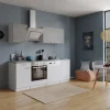 Outlet Respekta Economy Küchenzeile KB220WWBSC 220 cm Weiß-Beton Optik