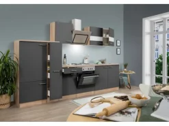 Respekta Economy Küchenzeile KB300ESGS 300 cm -Eiche Sägerau Grau