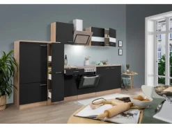New Respekta Economy Küchenzeile KB300ESSSC 300 cm -Eiche Sägerau Schwarz