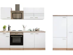 Respekta Economy Küchenzeile KB300ESWS 300 cm -Eiche Sägerau< Kühlschränke|Einbauküchen