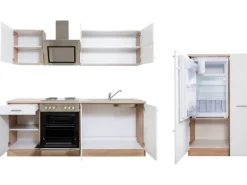Respekta Economy Küchenzeile KB300ESWS 300 cm -Eiche Sägerau< Kühlschränke|Einbauküchen