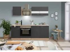 Respekta Economy Küchenzeile KB210ESGSC 210 cm -Eiche Sägerau< Einbauküchen|Kochfelder