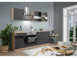 Respekta Economy Küchenzeile KB210ESGSC 210 cm -Eiche Sägerau< Einbauküchen|Kochfelder