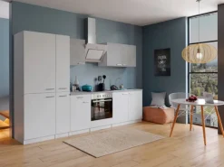 Respekta Economy Küchenzeile KB300WWBSCGKE178 300 cm Weiß-Beton Optik