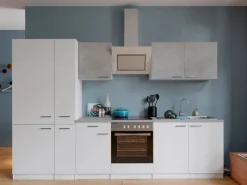 Respekta Economy Küchenzeile KB300WWBSCGKE178 300 cm Weiß-Beton Optik