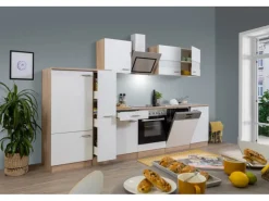Respekta Economy Küchenzeile KB310ESWSC 310 cm -Eiche Sägerau Weiß