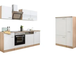 Respekta Economy Küchenzeile KB310ESWSC 310 cm -Eiche Sägerau Weiß