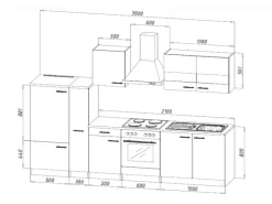 Best Respekta Economy Küchenzeile KB300ESGSC 300 cm -Eiche Sägerau Grau