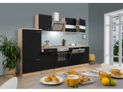 Respekta Economy Küchenzeile KB280ESSS 280 cm -Eiche Sägerau< Herde|Kochfelder