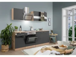 Best Respekta Economy Küchenzeile KB210ESGS 210 cm -Eiche Sägerau Grau