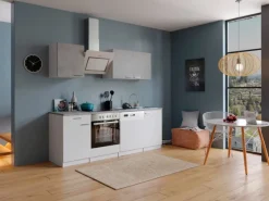 Sale Respekta Economy Küchenzeile KB210WWBSC 210 cm Weiß-Beton Optik