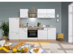 Sale Respekta Economy Küchenzeile KB280ESWS 280 cm -Eiche Sägerau Weiß