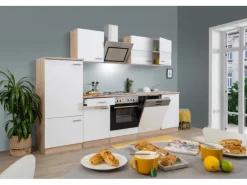 Sale Respekta Economy Küchenzeile KB280ESWS 280 cm -Eiche Sägerau Weiß