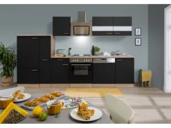 New Respekta Economy Küchenzeile KB310ESSS 310 cm -Eiche Sägerau Schwarz