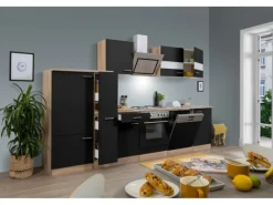 New Respekta Economy Küchenzeile KB310ESSS 310 cm -Eiche Sägerau Schwarz