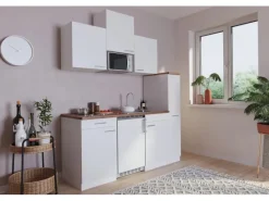 Respekta Single-Küchen|Kühlschränke<Economy Küchenzeile KB180WWMIC 180 cm Weiß