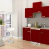 Respekta Single-Küchen|Miniküchen<Economy Küchenzeile 150 cm Rot-Eiche Sägerau Nachbildung