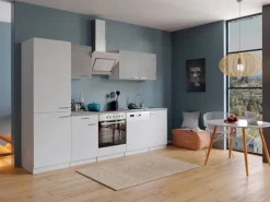 Respekta Economy Küchenzeile KB280WWBSCGKE178 280 cm Weiß-Beton Optik< Einbauküchen|Kühlschränke
