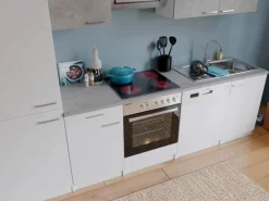 Respekta Economy Küchenzeile KB280WWBSCGKE178 280 cm Weiß-Beton Optik< Einbauküchen|Kühlschränke