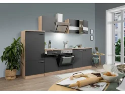 Respekta Economy Küchenzeile KB270ESGSC 270 cm -Eiche Sägerau< Kühlschränke|Einbauküchen