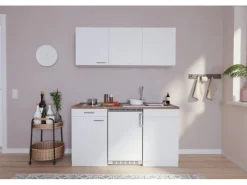 Respekta Economy Küchenzeile KB150WWC 150 cm Weiß Glänzend< Pantryküchen|Miniküchen