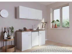 Respekta Economy Küchenzeile KB150WWC 150 cm Weiß Glänzend< Pantryküchen|Miniküchen