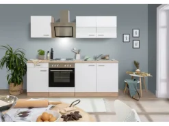 Respekta Economy Küchenzeile KB210ESWS 210 cm -Eiche Sägerau< Herde|Einbauküchen