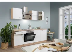 Respekta Economy Küchenzeile KB210ESWS 210 cm -Eiche Sägerau< Herde|Einbauküchen