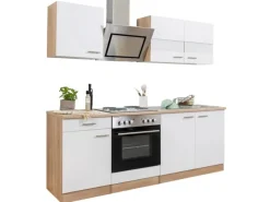 Respekta Economy Küchenzeile KB210ESWS 210 cm -Eiche Sägerau< Herde|Einbauküchen