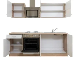 Respekta Economy Küchenzeile KB210ESWS 210 cm -Eiche Sägerau< Herde|Einbauküchen